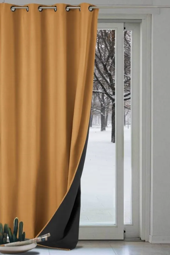 Rideau thermique occultant couleur ocre